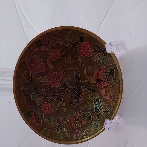 Brass Floral Decor Bowl Only,Made in India, 4in.Diameter.multicolor - Picture 1 of 4